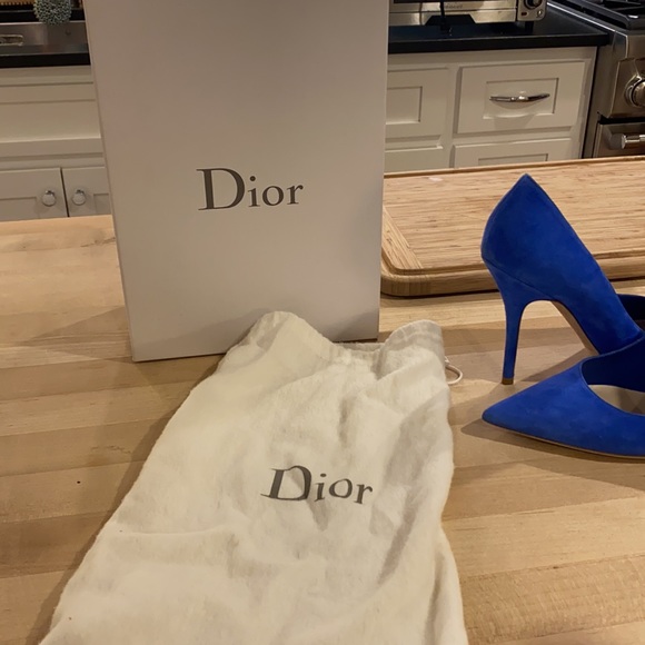Dior Pointy Toe Cherie Pumps in cobalt suede - Picture 8 of 10